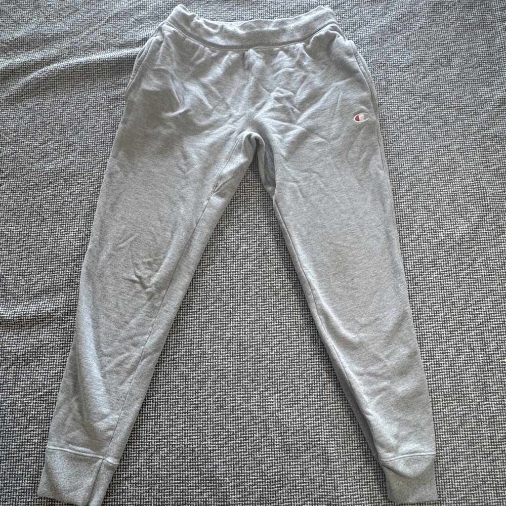 Champion Reverse Weave Joggers Mens Medium Heather Gray Tapered Sweatpants Logo